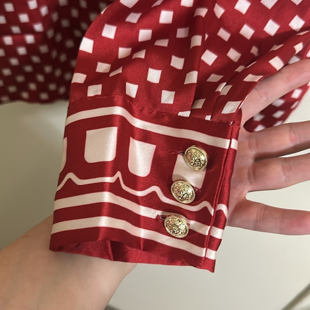NWT Marella Red Square Button Down Blouse NWT - image 2